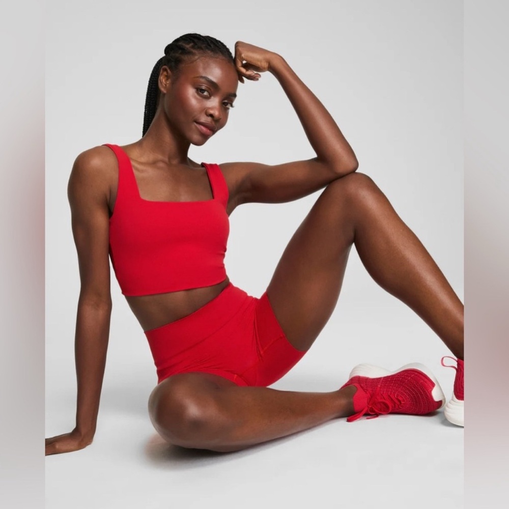 SPANX Cropped Square Neck Shelf Tank — Red, Small, NWT